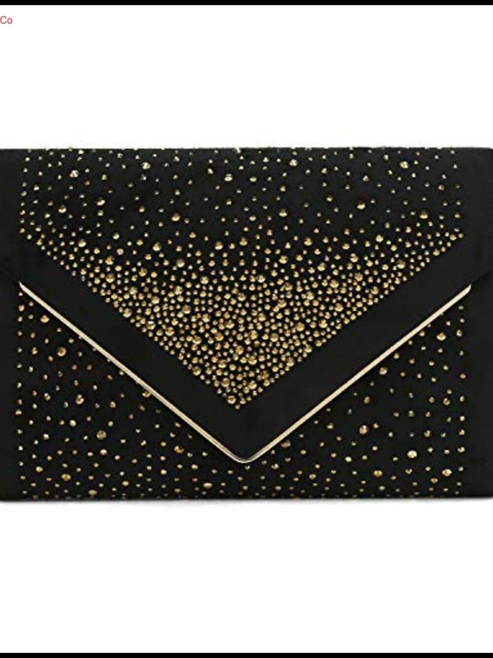 Rhinestone Faux Suede Envelope Clutch Evening Bag with Chain Strap
